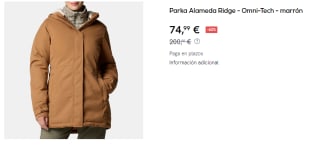 Parka para Mujer Columbia Alameda Ridge - Omni-Tech por 74.99€