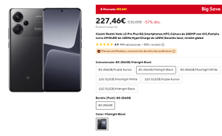 Xiaomi Redmi Note 13 Pro Plus 5G de 8GB/256GB por 227,27€