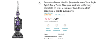Aspiradora Dirt Devil Power Max Pet a $1,799 en Amazon