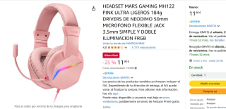 Headset Mars Gaming MH122 Auriculares Pink Ultra ligero, micrófono flexible Jack 3,5mm, doble iluminación RGB por 11,90€