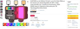 KAMYSEN Luz de Relleno Portatil RGB por $349 | Descuento Amazon