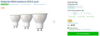 Philips Hue White Ambiance GU10 3-pack voor €49,99 bij Coolblue