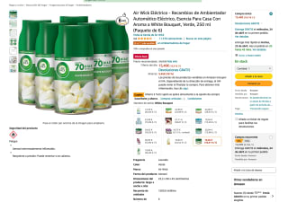 6 Recambios Air Wick Eléctrico de Ambientador White Bouquet Verde 250ml por 13,92€