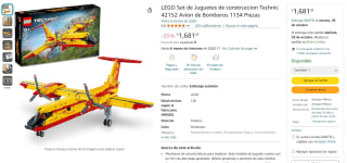 Set LEGO Technic Avión de Bomberos por $1,681 en Amazon