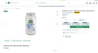 Aceite de coco Virgen Extra Bio NaturGreen por 11,17€