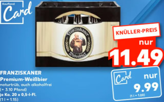Franziskaner Weissbier 20 halve liters voor €9,99 bij Kaufland in Duitsland