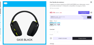 auriculares inalámbricos G435 LIGHTSPEED de la marca Logitech por 77,17€