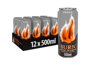 Bebida Energética Burn Energy Zero Peach Lata 500ml Pack de 12 por 9,96€