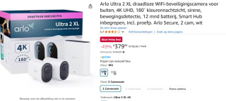 Arlo Ultra 2 XL for Business draadloze beveiliging, wit, 2-pack voor €379,99 bij Amazon