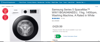 Samsung 11kg Washing Machine - £429.99