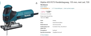 Makita 4351FCTJ Decoupeerzaag in MBox voor €109 bij Amazon