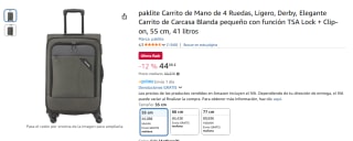 Paklite Maleta de 4 Ruedas, TSA Lock + Clip-on, 55 cm por 44,08€