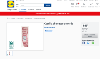 Costilla churrasco de cerdo 4x120g 2.09€/Kg Desde el 28-06 en Lidl