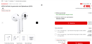 Apple AirPods (2nd generation) Airpods met oplaadcase voor €109 bij de Mediamarkt