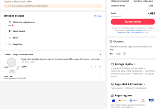 Espejo de maquillaje con 3 modos con luz LED a tan solo 2,69€