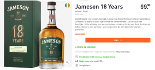 Jameson 18 Years whiskey voor €99,99 via Gall & Gall