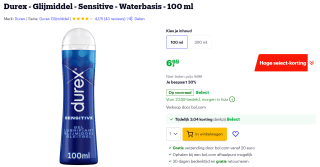 Durex Glijmiddel sensitive waterbasis 100 ml voor €6,99 bij bol.com