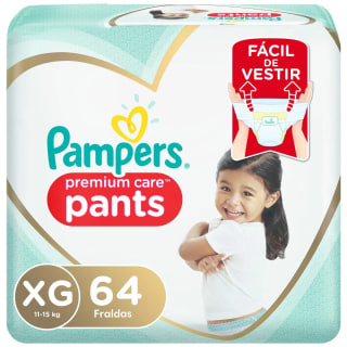 Fralda da Pampers, modelo Pants Premium Care Xg de 64 uni - R$116,99