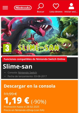 Slime-San Nintendo Switch por 1,19€.