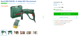 Bosch PBH 2100 RE + 6-delige SDS-Plus borenset voor €49 bij Coolblue na cashback