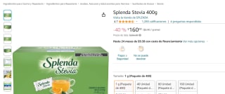 Splenda Stevia 400 sobres por $160