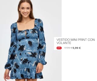 Vestido Mini Print con Volante por 5.99€
