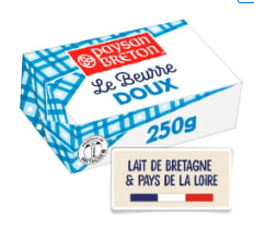 Beurre doux le Paysan Breton de 250g à 2,99€