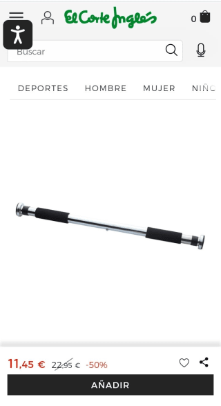 Barra para dominadas Pull up Bar Boomerang por 11,45€.