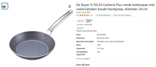 de Buyer Lyonnaiserpan 20 cm Carbone Plus voor €20,79 bij Amazon