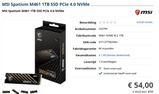 SSD SPATIUM M461 PCIe 4.0 NVMe M.2 1TB voor €54 bij Informatique