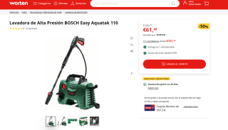 Lavadora de alta Presión BOSCH Easy Aquatak 110 por 61,49€