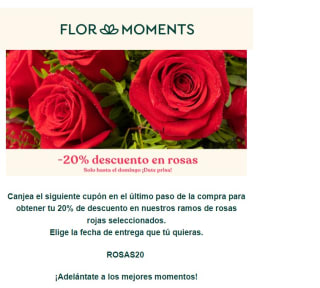 20% de descuento en rosas seleccionadas