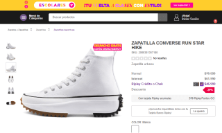 Zapatilla Converse Run Star Hike Blanca para mujer por $46.990