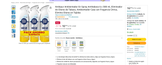 Pack 6 Ambientadores Ambi Pur antitabaco fragancia cítrica por 16,59€