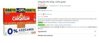 6 Paquetes de Chiquilín 0% 422g +24% gratis por 13.08€