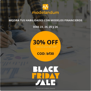 Black Friday Código 30% Descuento cursos en Modelandum