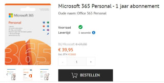 Microsoft Office 365 Personal voor €39,95 bij Nandusoftware