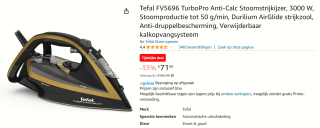 Tefal TurboPro Anti-Calc FV5696 - Strijkijzer voor €71,88 bij Amazon