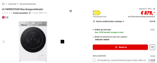 LG F4DR9537S2W Was-droogcombinatie voor €879 bij de Mediamarkt