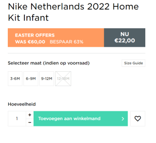 Nike Nederland 2022/23 Thuis Voetbaltenue voor baby's/peuters voor €22 bij JD Sports