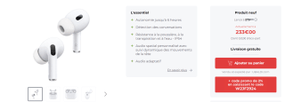 Écouteurs Apple AirPods Pro 2 à 233€