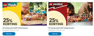 25% korting op diverse LEGO series bij Toychamp