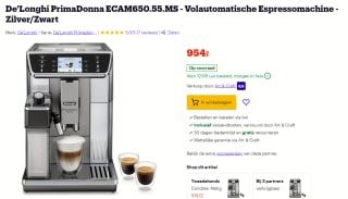 Delonghi Espresso PrimaDonna Elite Light voor €954 bij Bol.com