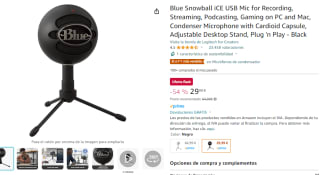 Micrófono Logitech G Snowball Black Ice por 29,99€