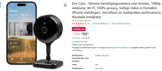 Eve Home Cam voor binnenshuis voor €99,95 met Amazon prime