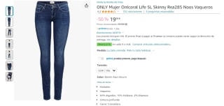 Pantalón vaquero ONLY Mujer Onlcoral Life SL Skinny por 19,99€