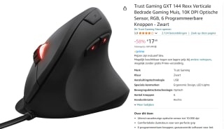 Trust GXT 144 Rexx - Bedrade Gaming Muis - Ergonomisch - voor €17,49 bij Amazon
