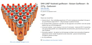SMH LINE® Kookstel gasflessen - Butaan Gasflessen - 8x 227g voor €12,99 bij Amazon