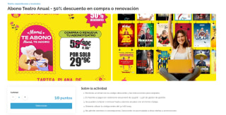 Abonoteatro Anual -50% descuento en compra o renovación por 10 puntos Travel Club por 29,90€
