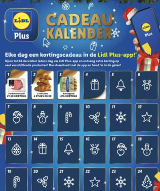 Lidl Plus-app adventskalender; elke dag een mooie deal